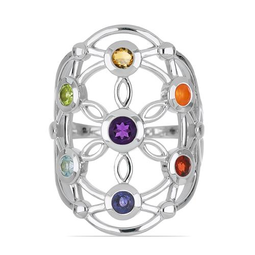 BUY NATURAL CHAKRA STONES RING IN STERLING SILVER 